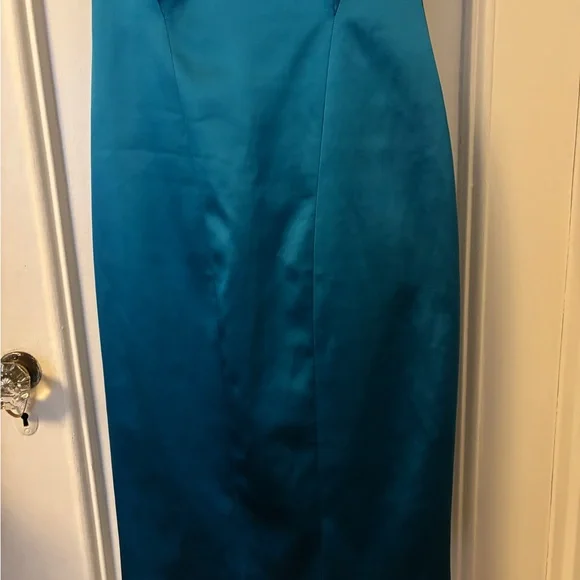 Karen Millen Teal Satin Midi Dress - Picture 3 of 11
